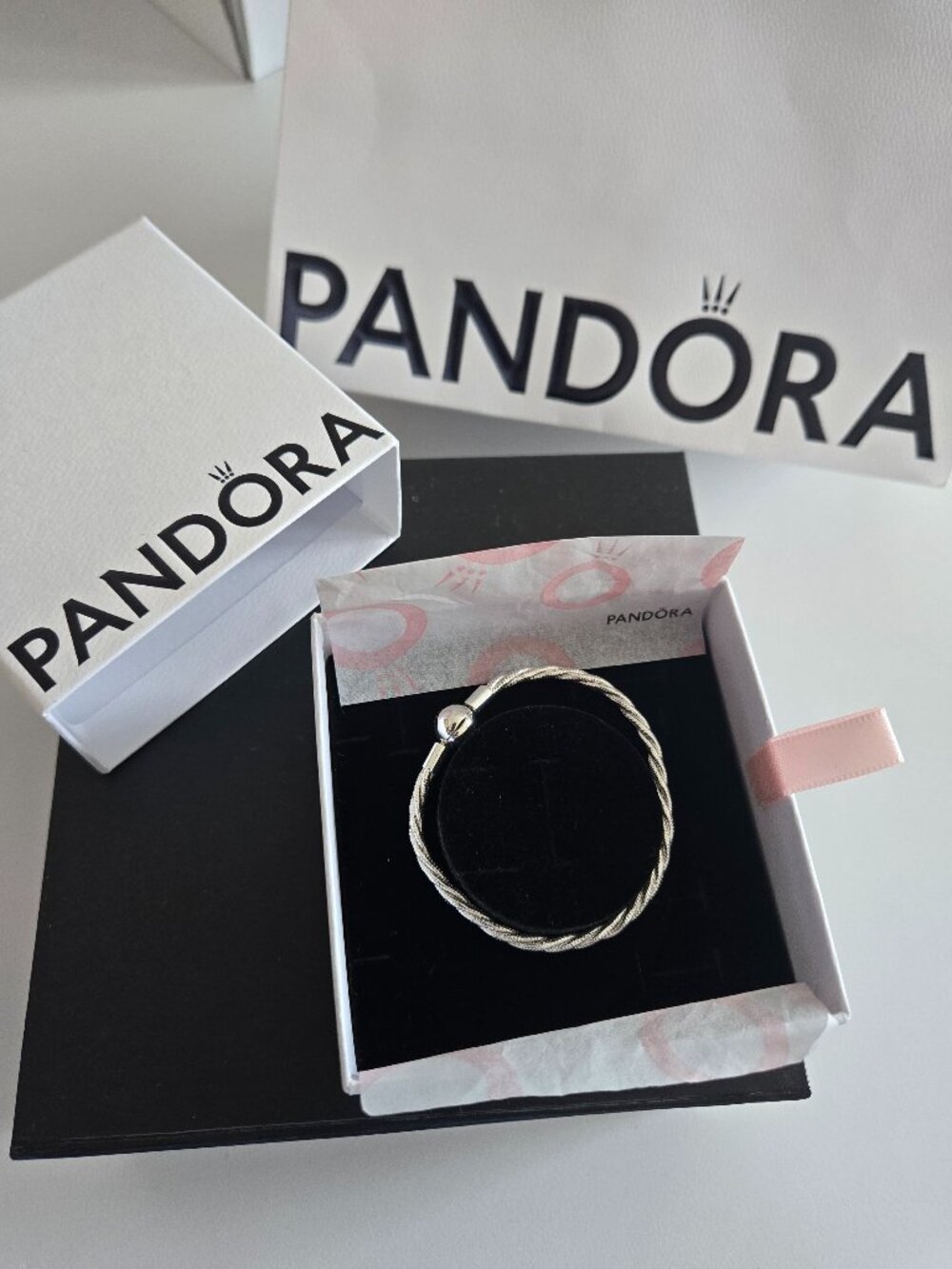 Pandora Clasp Twisted Snake Chain Sterling silver Size 6.7 inches - New